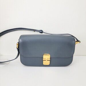APC Grace Baguette Shoulder Bag in Blue Grey